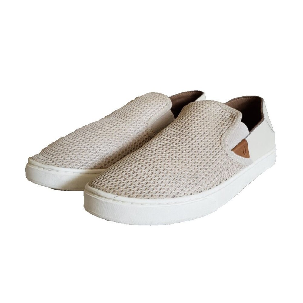 Olukai Pehuea Shoes Womens Size 10 Beige Mesh Slip On Casual Lightweight Comfort